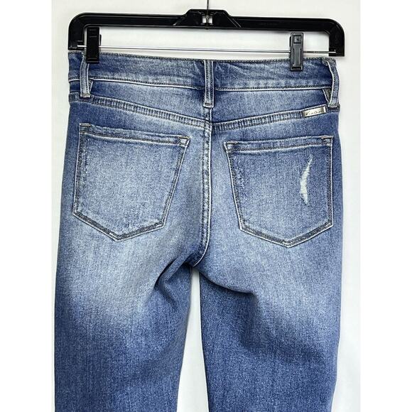 Kancan Women's Size 24 Destroyed High Rise Raw Hem Off Center Denim Jeans - Picture 9 of 9